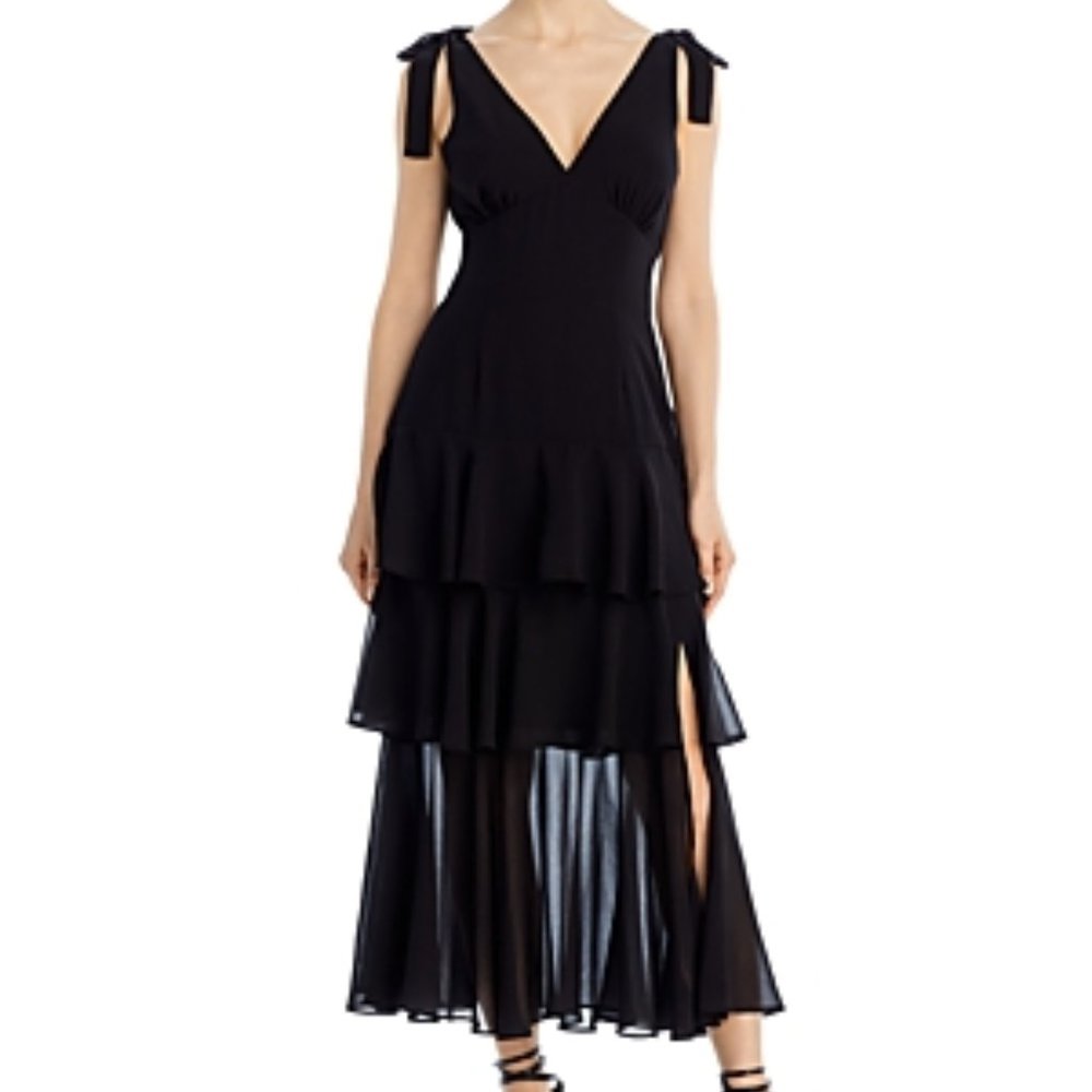 WAYF Tiered Midi Dress In Black- Size XS